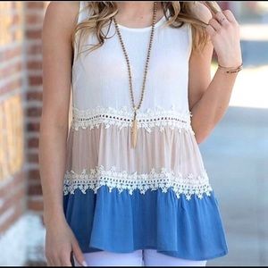 (Sold) Color Block Boho Top